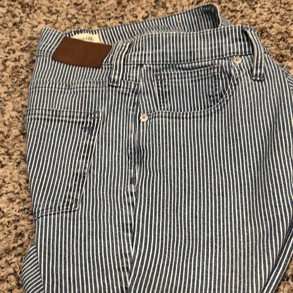 Madewell 9” Mid Rise Skinny Jeans Size 29 Blue White Striped - Picture 11 of 11